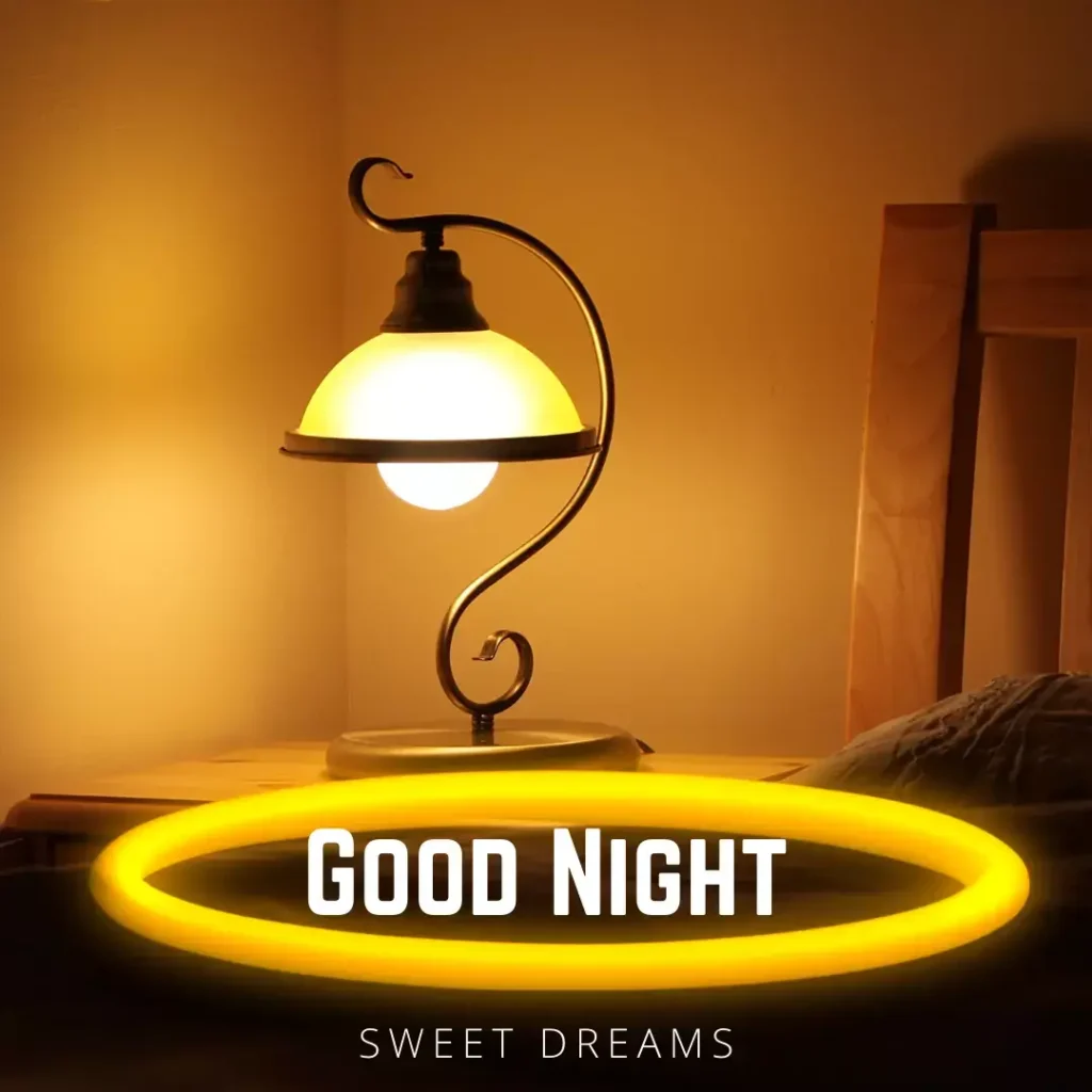 Good night images golden lamp in the room  sweet dreams 
